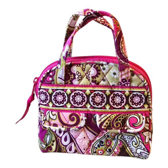 Vera Bradley Mini Cosmetic Case/Small Accessory Pouch Quilted Floral Paisley - Picture 2 of 9